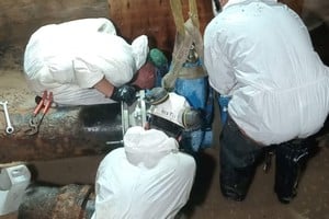 Parte los trabajos realizados este lunes. Crédito: ASSA