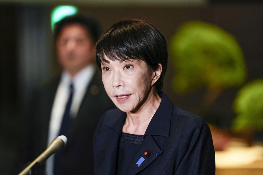 Japan's Prime Minister Sanae Takaichi speaks to media about the government's response to a magnitude 7.6 earthquake that shook Japan's northeast region, at the Prime Minister's official residence in Tokyo, Japan, December 8, 2025 in this photo taken by Kyodo. Mandatory credit Kyodo/via REUTERS ATTENTION EDITORS - THIS IMAGE HAS BEEN SUPPLIED BY A THIRD PARTY. MANDATORY CREDIT. JAPAN OUT. NO COMMERCIAL OR EDITORIAL SALES IN JAPAN.