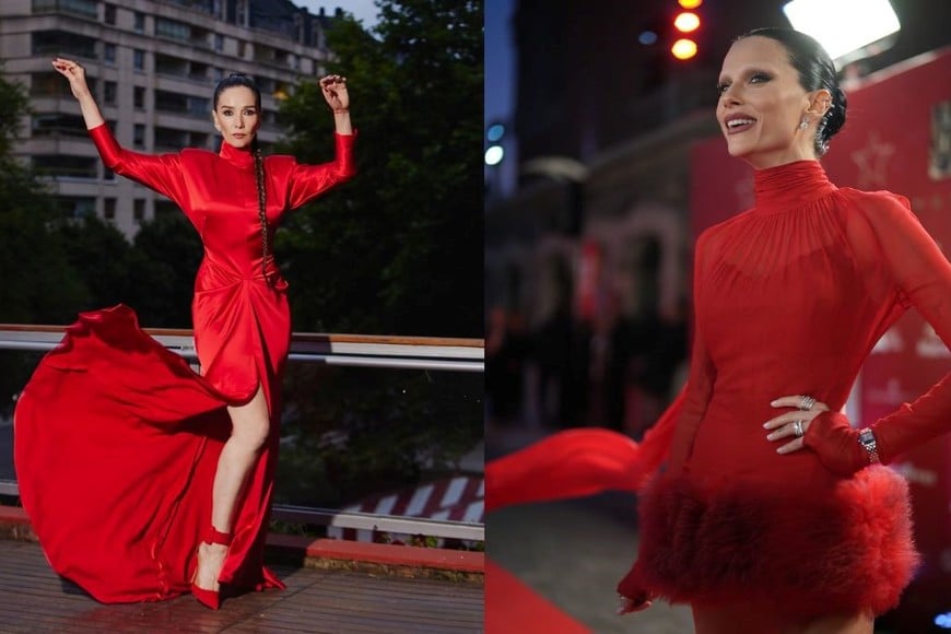 Ladies in red: Natalia Oreiro y Valentina Zenere icónicas en vestidos rojos.