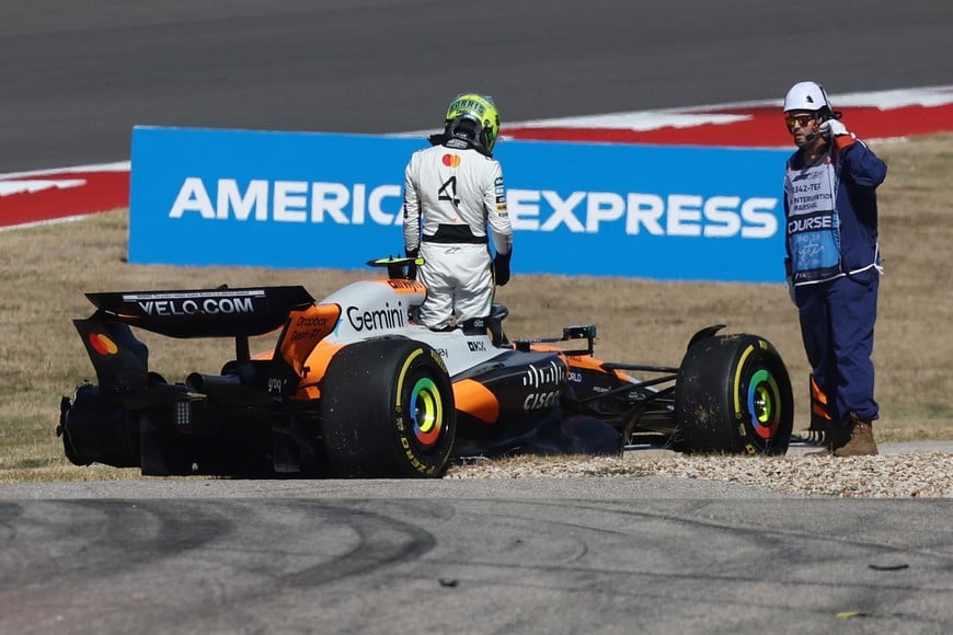 Formula One F1 - United States Grand Prix - Circuit of the Americas, Austin, Texas, U.S. - October 18, 2025
McLaren's Lando Norris after crashing out during the sprint race REUTERS/Jakub Porzycki