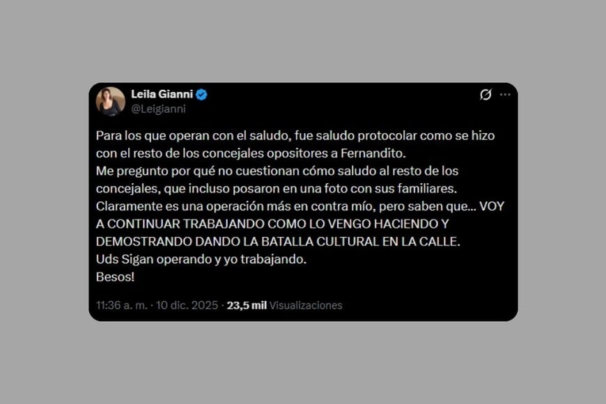 La publicación de Gianni en X.