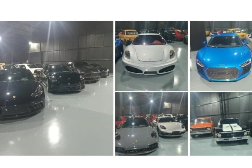 Parte del relevamiento de los vehículos secuestrados durante el allanamiento.