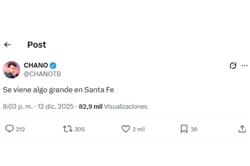El mensaje de Chano en sus redes.