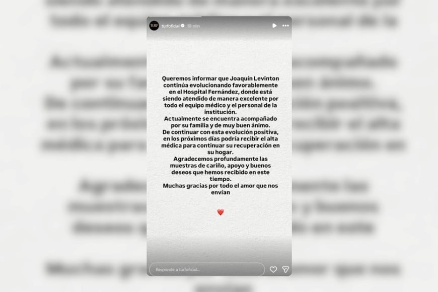 El comunicado de Turf