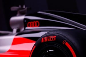Formula One F1 - Audi F1 Team Presentation - Audi Experience Center, Munich, Germany - November 12, 2025
General view of a Pirelli tyre on the Audi R26 car during the presentation
REUTERS/Michaela Stache