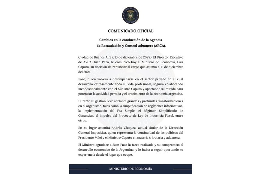 La publicación del Ministerio de Economía en X.