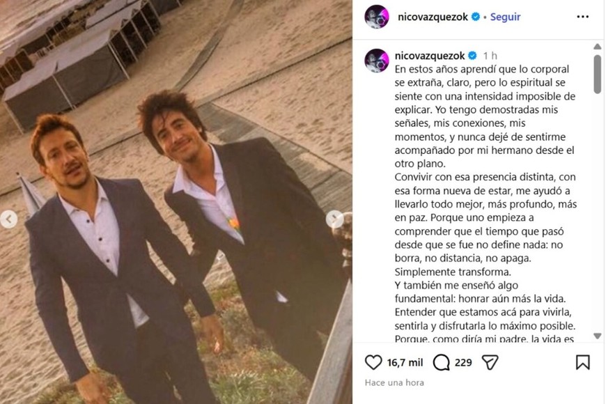 El sentido texto que escribió Nico Vázquez.