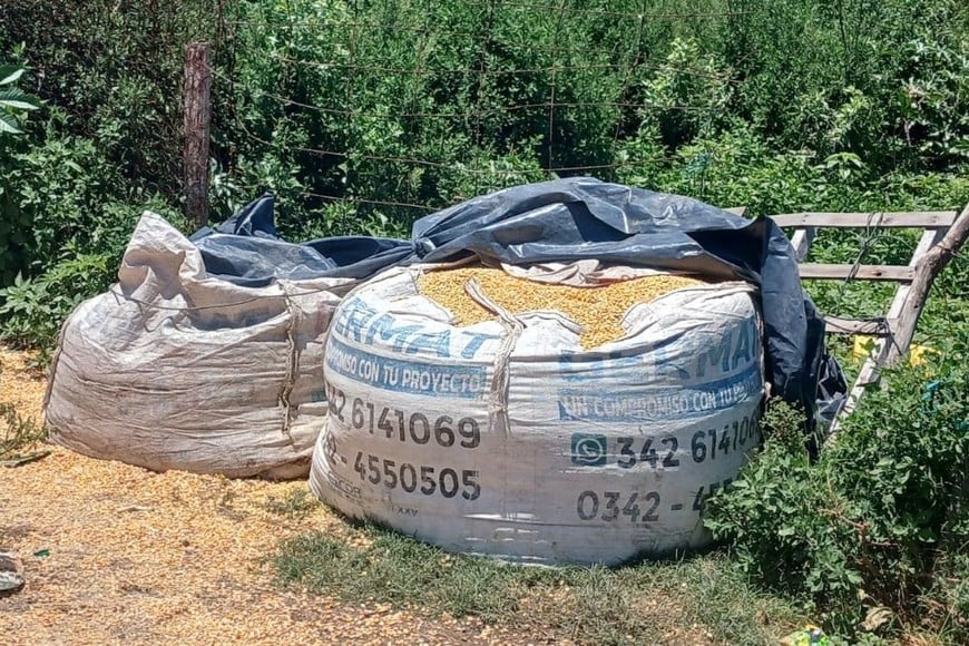 Parte de la carga robada al tren que fue recuperada. Foto: Gentileza