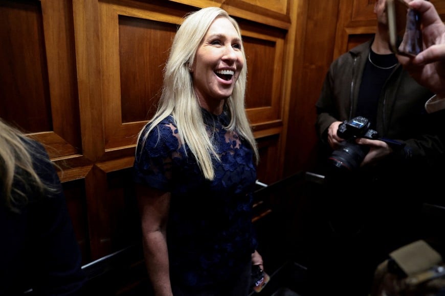 U.S. Representative Marjorie Taylor Greene (R-GA) heads to her final vote, at the U.S. Capitol in Washington, U.S., December 17, 2025. REUTERS/Evelyn Hockstein
     TPX IMAGES OF THE DAY