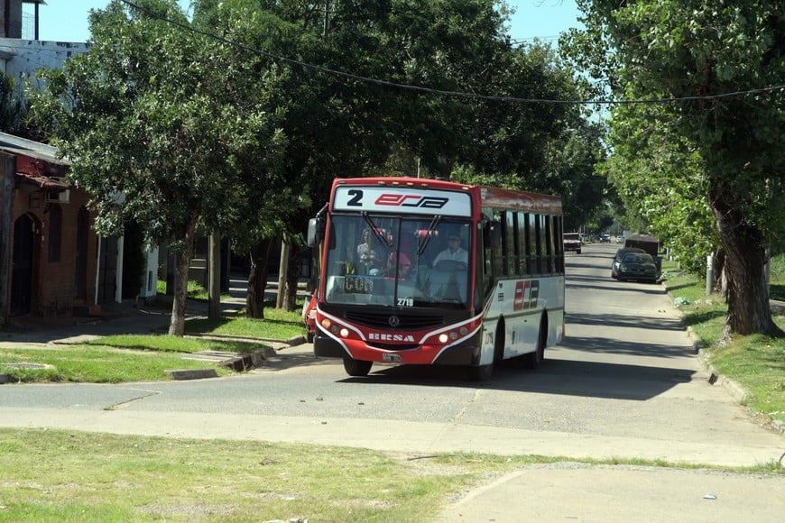 Los micros urbanos pasan junto al asentamiento, sobre la calle Plá, al fondo del barrio. Guillermo Di Salvatore.