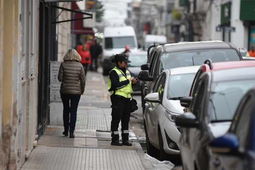 Una inspectora chequea si un coche se registró en el SEOM. Crédito: Archivo Guillermo Di Salvatore