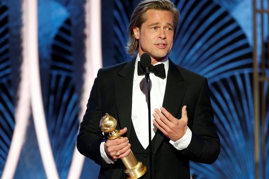 77th Golden Globe Awards - Show - Beverly Hills, California, U.S., January 5, 2020 - Brad Pitt accepts the award for Best Supporting Actor - Motion Picture for "Once Upon A Time...In Hollywood."    Paul Drinkwater/NBC Universal/Handout via REUTERS For editorial use only. Additional clearance required for commercial or promotional use, contact your local office for assistance. Any commercial or promotional use of NBCUniversal content requires NBCUniversal's prior written consent. No book publishing without prior approval. NO SALES. NO ARCHIVES.