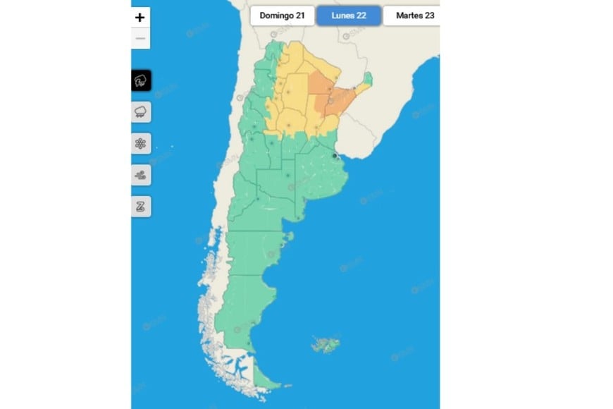 Alerta emitida por el SMN