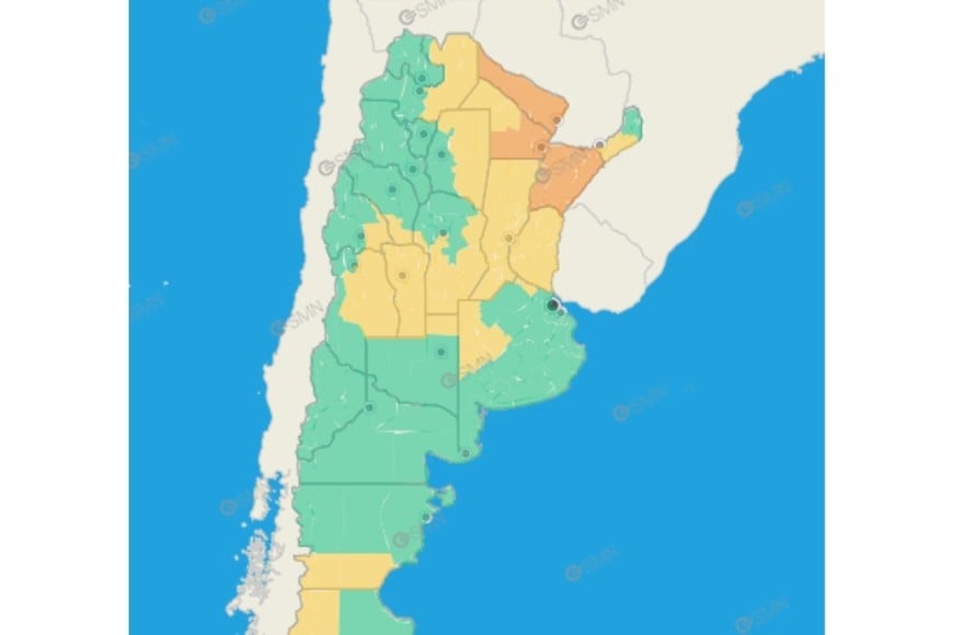 El gráfico de alertas del SMN.