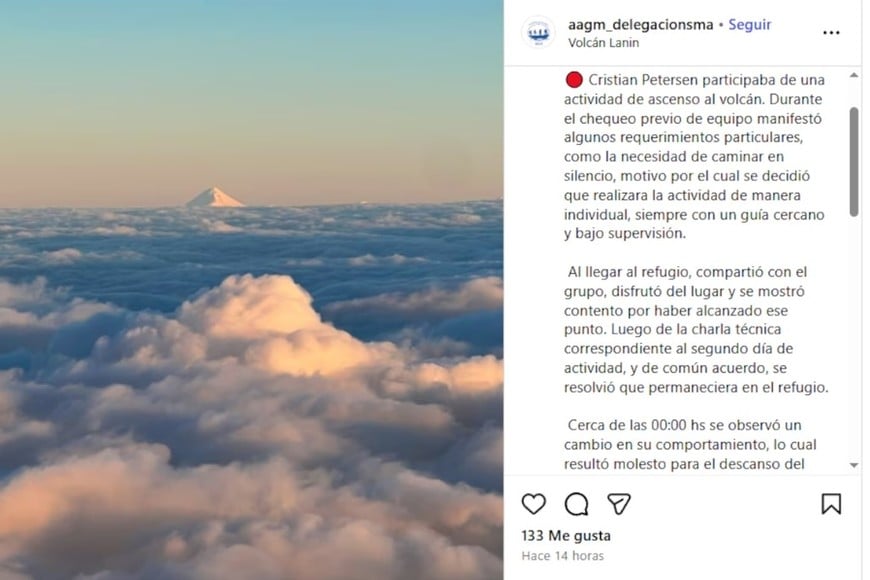 La versión que dieron los guías que lo acompañaron en ese momento.