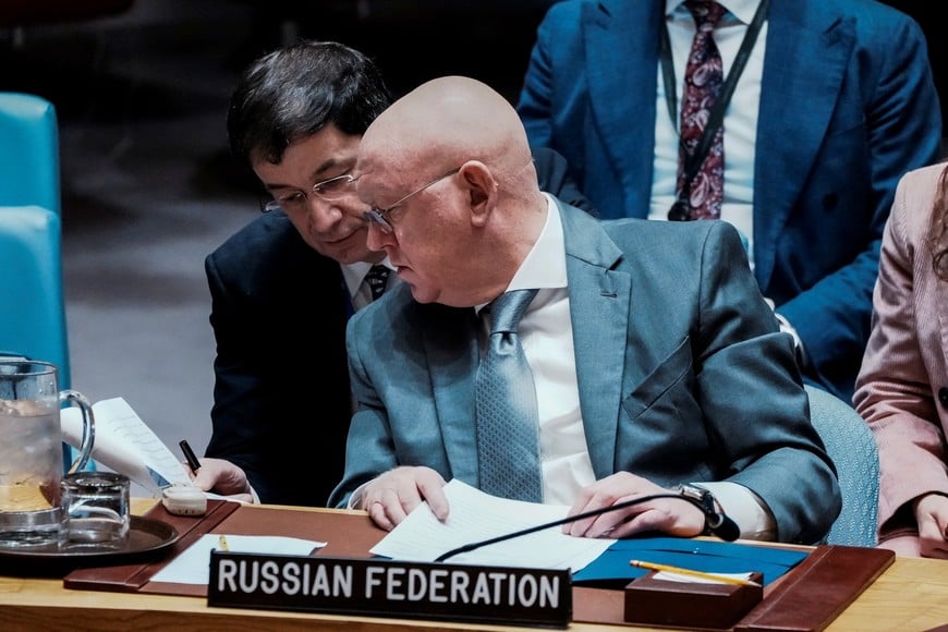 The Russia Federation's Ambassador to the United Nations Vassily Nebenzia attends a Security Council meeting to discuss 'ongoing U.S. aggression' against the country, at U.N. headquarters in New York City, U.S., December 23, 2025. REUTERS/Eduardo Munoz