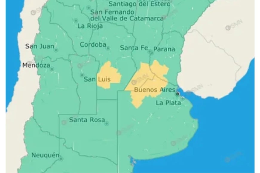 El gráfico de alertas del SMN.