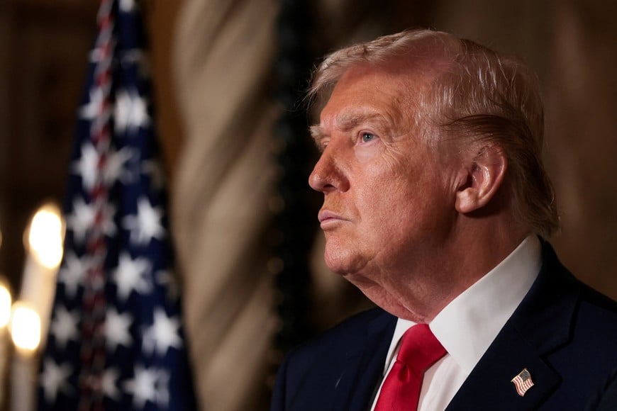 U.S. President Donald Trump attends a press conference, as he makes an announcement about the Navy's "Golden Fleet" at Mar-a-lago in Palm Beach, Florida, U.S., December 22, 2025. REUTERS/Jessica Koscielniak