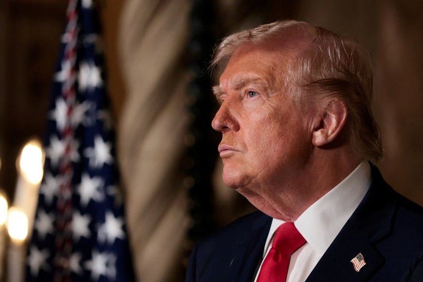 FILE PHOTO: U.S. President Donald Trump attends a press conference, as he makes an announcement about the Navy's "Golden Fleet" at Mar-a-lago in Palm Beach, Florida, U.S., December 22, 2025. REUTERS/Jessica Koscielniak/File Photo