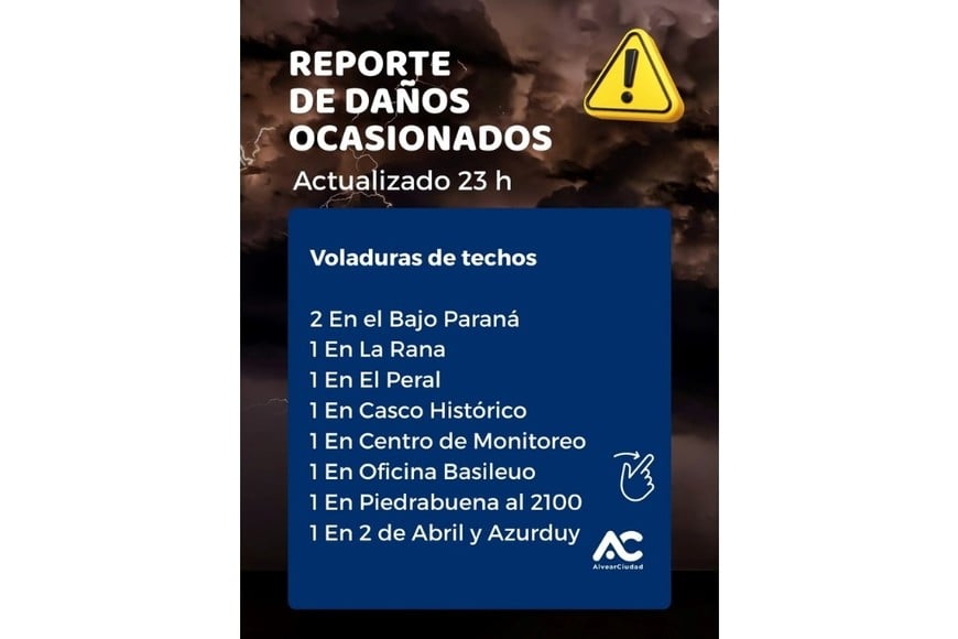 Voladura de techos en Alvear.