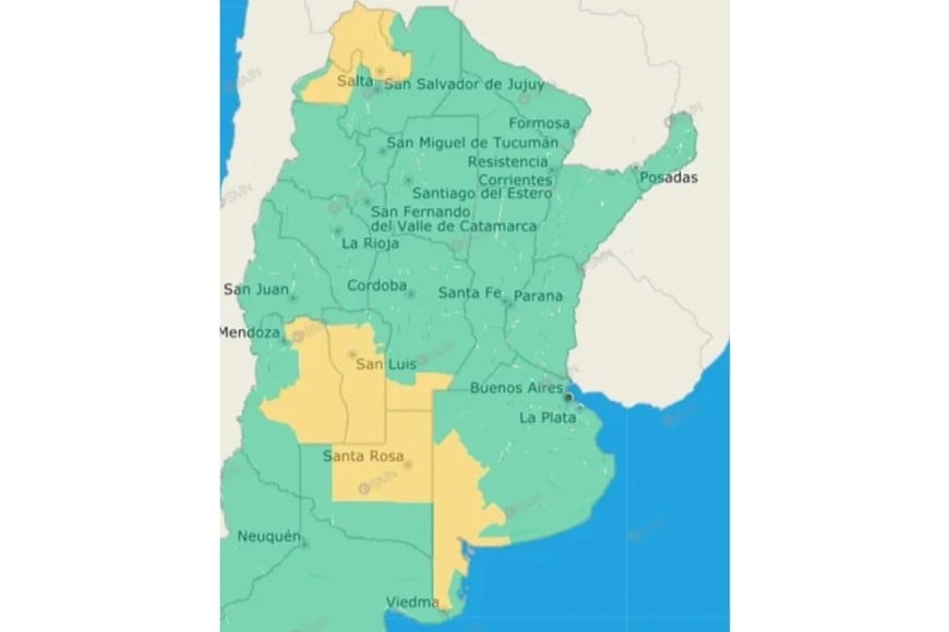 El gráfico de alertas del SMN.