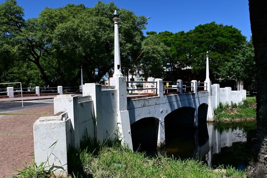 El emblemático puente que atraviesa la comunicación entre ambos lagos del parque. Flavio Raina.