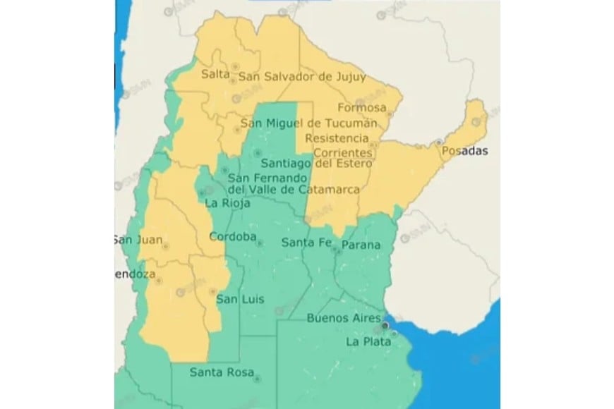 El gráfico de alertas del SMN.