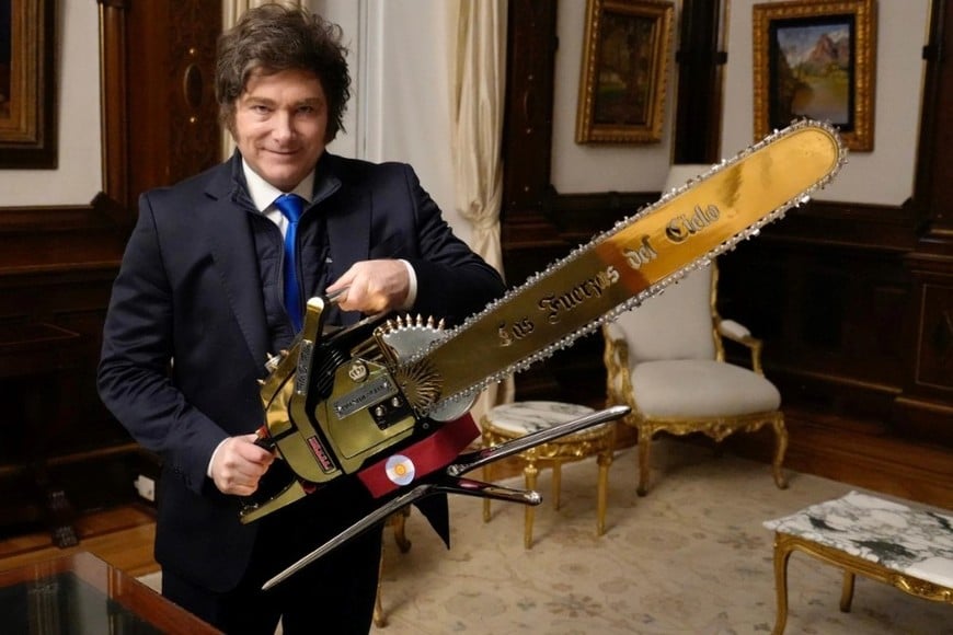 Javier Milei en la entrevista con The Telegraph.  Crédito: The Telegraph.