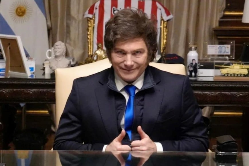 Javier Milei en la entrevista con The Telegraph.  Crédito: The Telegraph