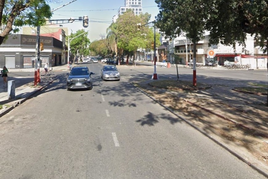 Zona afectada de Bv. Pellegrini y 4 de Enero. Crédito: Google Street View