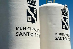 Cisterna Municipal "Luján Oeste" en construcción. Foto: Municipio Santo Tomé