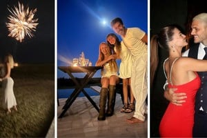 Vestidos blancos, besos y fuegos artificiales: las fotos con las que las celebridades recibieron el 2026.