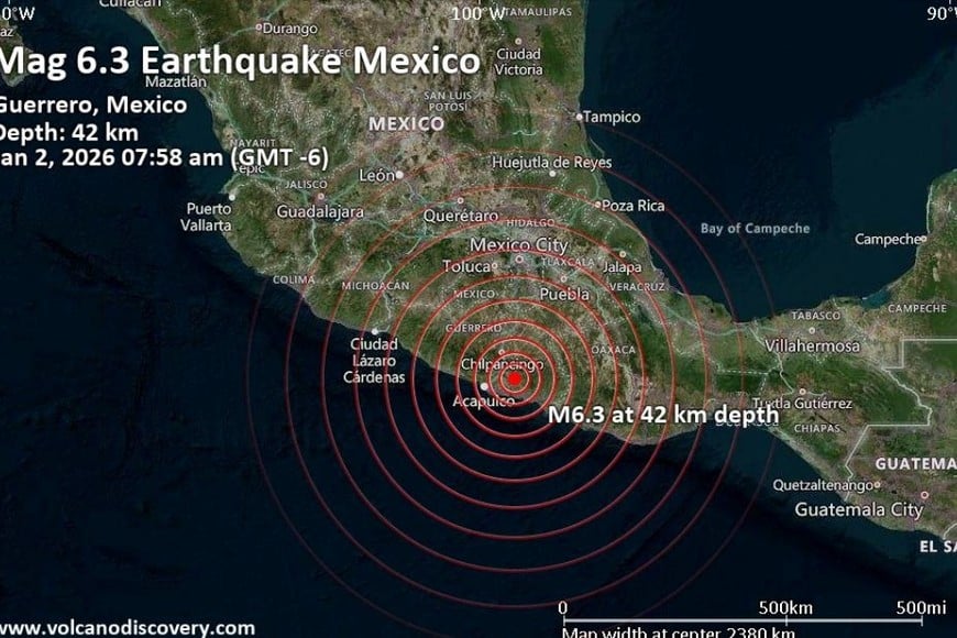 El gráfico del sismo en México.