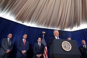 U.S. President Donald Trump speaks during a press conference following a U.S. strike on Venezuela where President Nicolas Maduro and his wife, Cilia Flores, were captured, from Trump's Mar-a-Lago club in Palm Beach, Florida, U.S., January 3, 2026. REUTERS/Jonathan Ernst