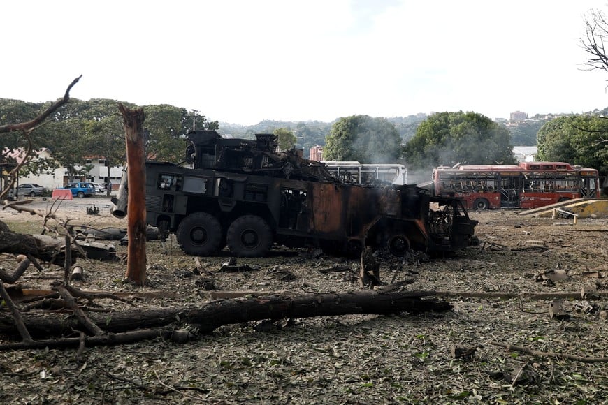A destroyed anti-aircraft unit at La Carlota military air base, after U.S. President Donald Trump said the U.S. has struck Venezuela and captured its President Nicolas Maduro, in Caracas, Venezuela, January 3, 2026.  REUTERS/Leonardo Fernandez Viloria