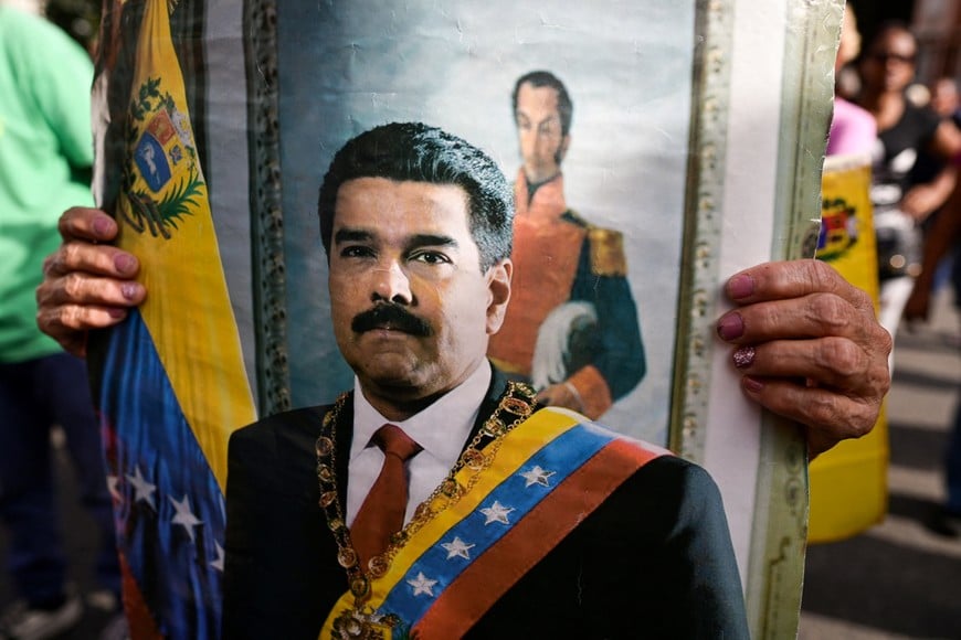 Retrato de Nicolás Maduro, hasta hace algunas horas presidente de Venezuela. Será juzgado en Estados Unidos por narcotráfico.