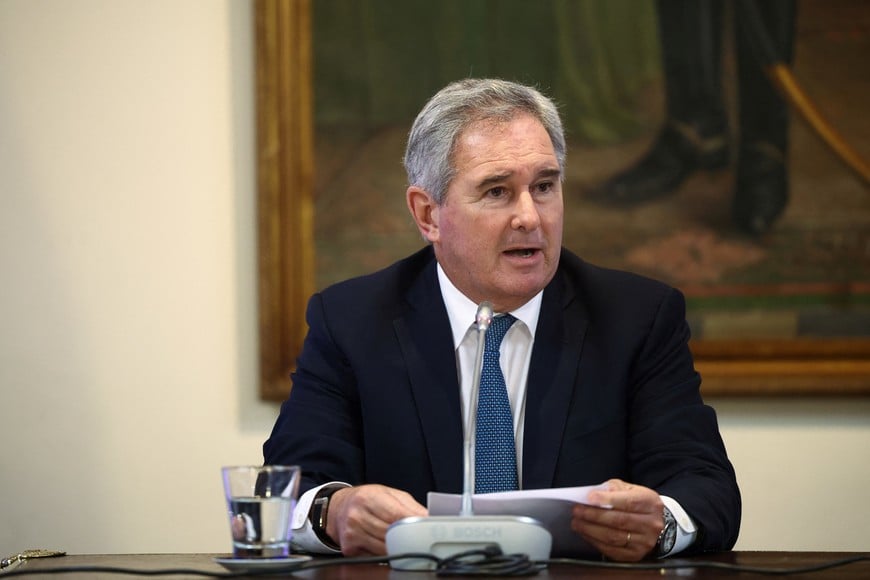 Argentina's Foreign Minister Pablo Quirno speaks during the presentation of Director General of the International Atomic Energy Agency (IAEA) Rafael Grossi candidacy for United Nations secretary-general, in Buenos Aires, Argentina, December 22, 2025. REUTERS/Tomas Cuesta