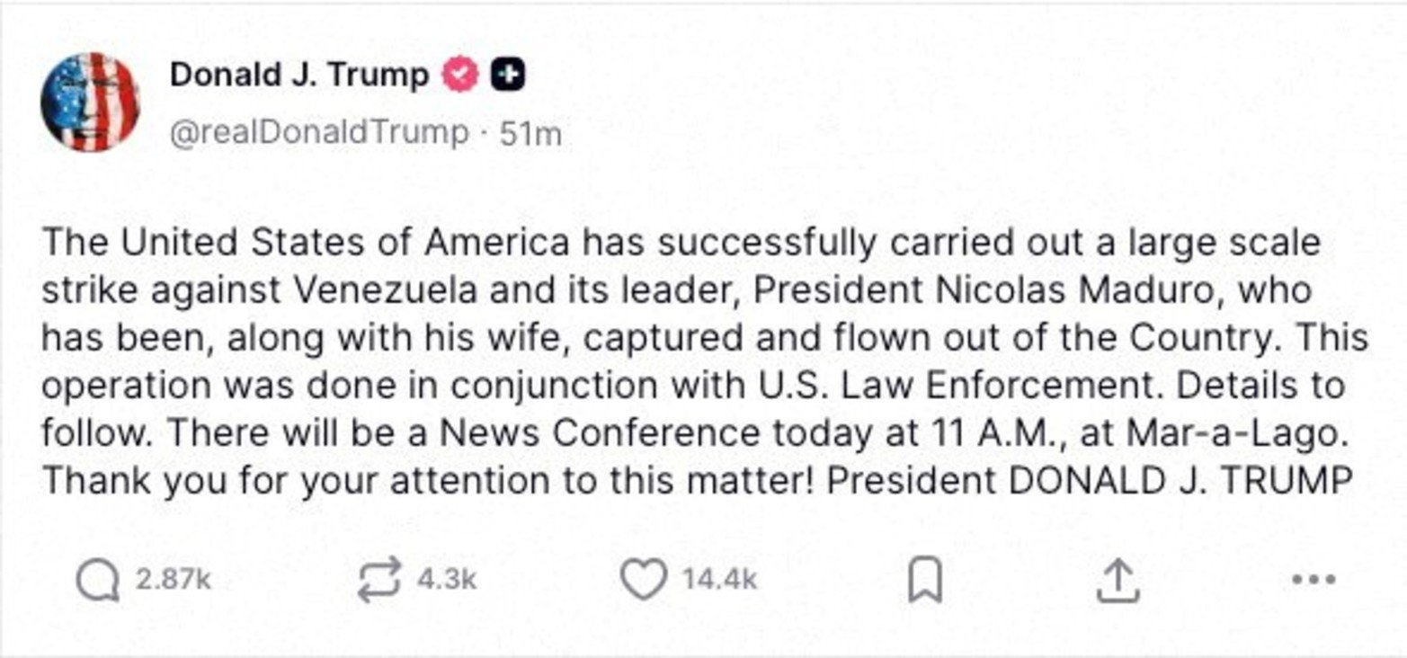 Las declaraciones de Trump en redes sociales. 