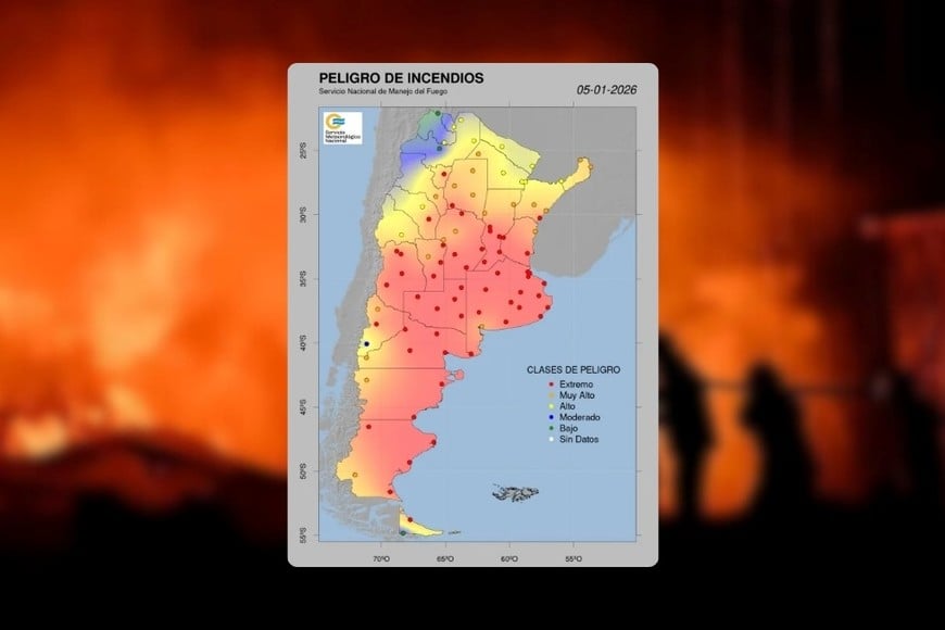 Alerta por incendios: Santa Fe y otras 15 provincias en riesgo extremo este lunes