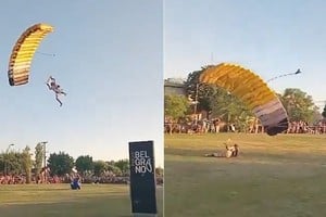 “Gaspar” descendía en paracaídas y sufrió una caída al aterrizar.