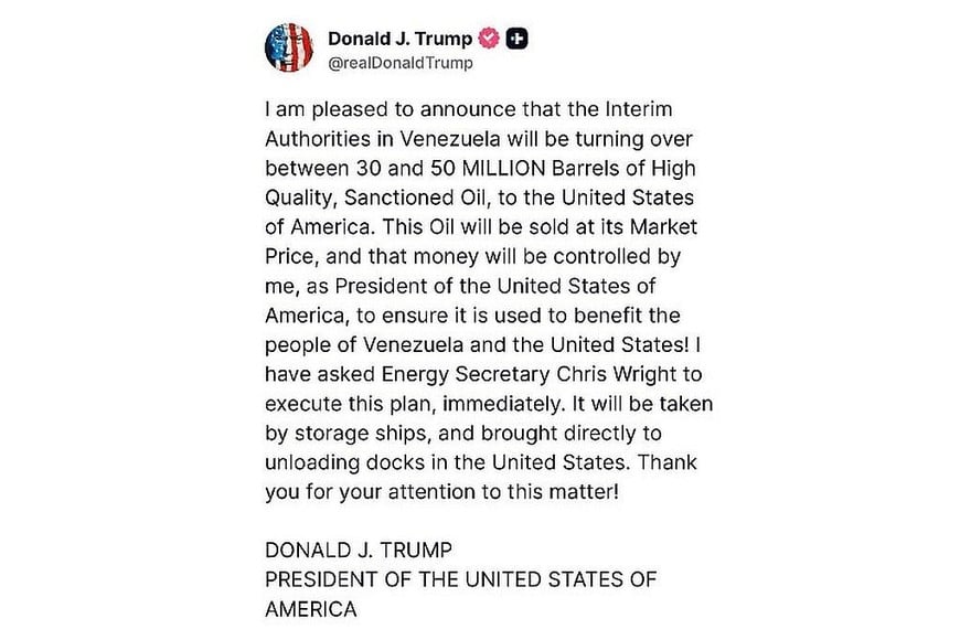 La publicación de Trump.