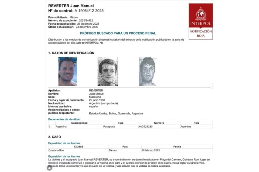 Interpol emitió una alerta roja