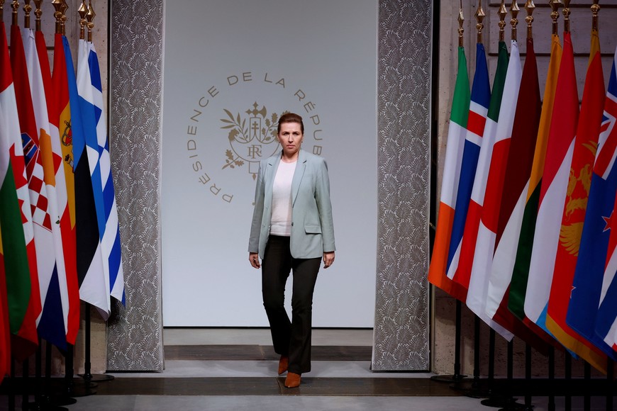 Danish Prime Minister Mette Frederiksen arrives for the Coalition of the Willing summit at the Elysee Palace in Paris, France January 6, 2026. YOAN VALAT/Pool via REUTERS