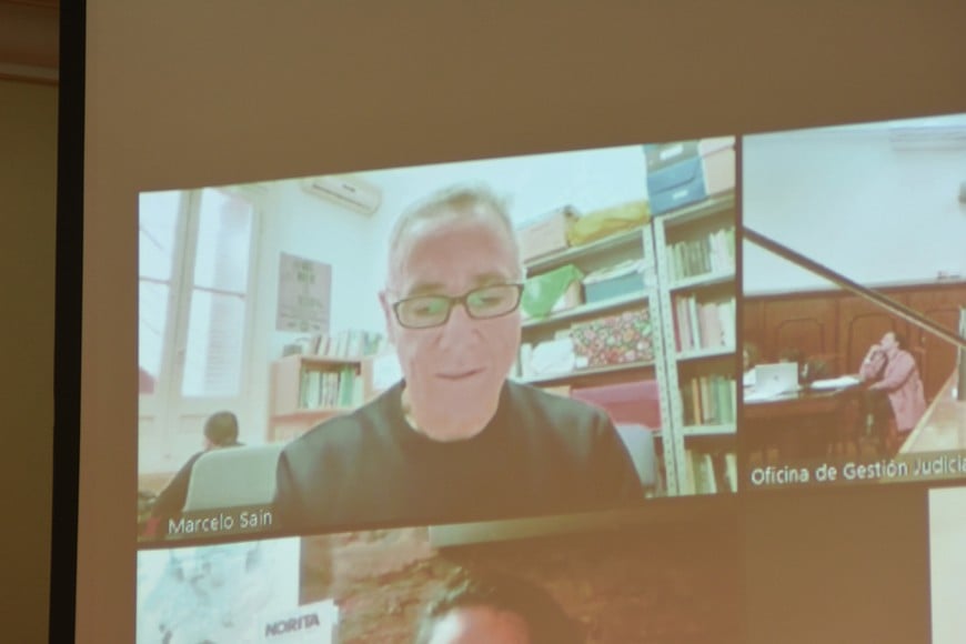 Saín, en una comparecencia virtual ante la Justicia santafesina.