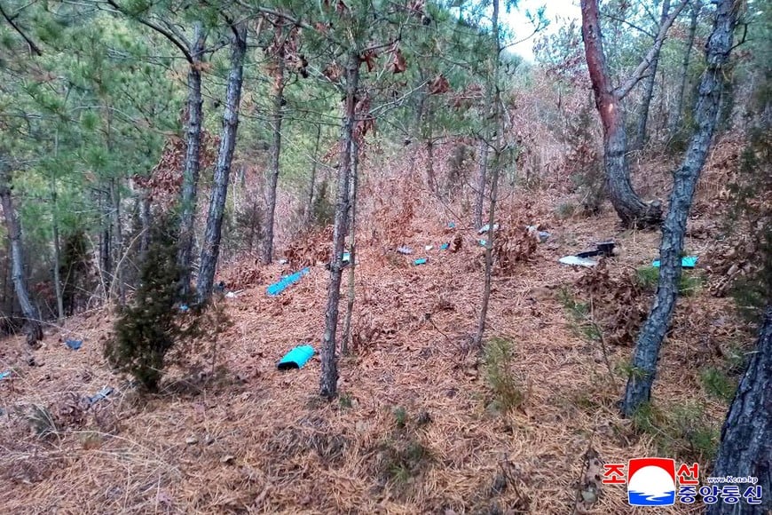 Fragments of a drone lie scattered on the ground in Muksan-ri area, Kaepung District, Kaesong City, North Korea, after North Korea said on Saturday that South Korea sent another drone into North Korean airspace on January 4, according to North Korean state media KCNA, in this picture released by North Korea's official Korean Central News Agency on January 10, 2026.    KCNA via REUTERS    ATTENTION EDITORS - THIS IMAGE WAS PROVIDED BY A THIRD PARTY. REUTERS IS UNABLE TO INDEPENDENTLY VERIFY THIS IMAGE. NO THIRD PARTY SALES. SOUTH KOREA OUT. NO COMMERCIAL OR EDITORIAL SALES IN SOUTH KOREA.