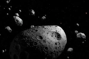 Una representación digital del asteroide 2025 MN45.