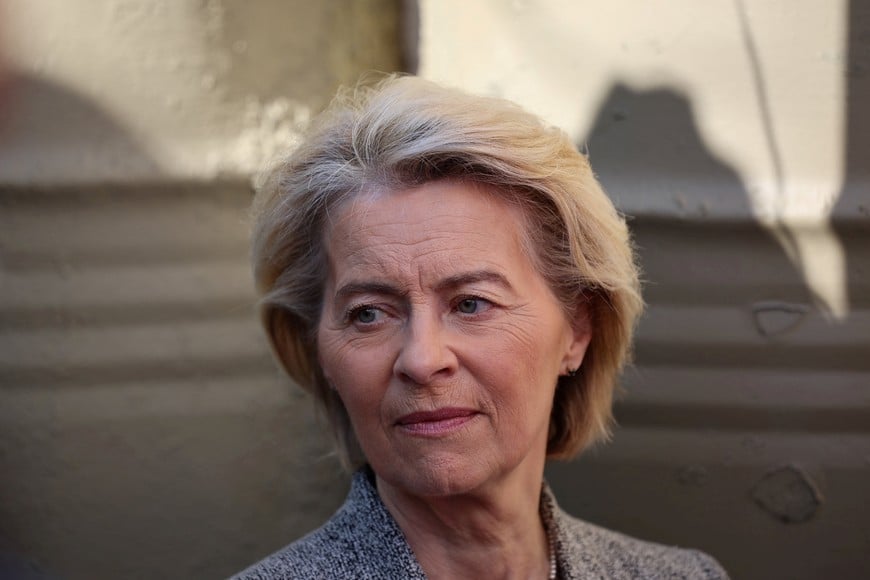 European Commission President Ursula von der Leyen looks on during a tour along the UN-controlled buffer zone in Nicosia, Cyprus, January 15, 2026. REUTERS/Yiannis Kourtoglou
