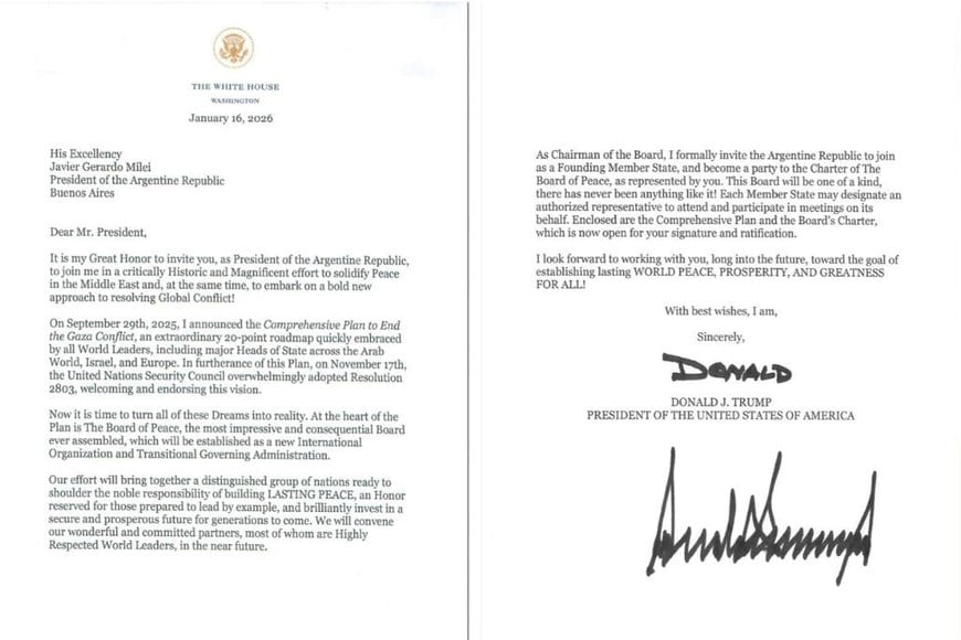 Milei difundió en la red social X la carta enviada por el presidente estadounidense Donald Trump.