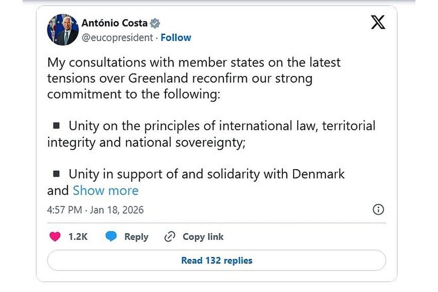 La publicación de Costa en X.