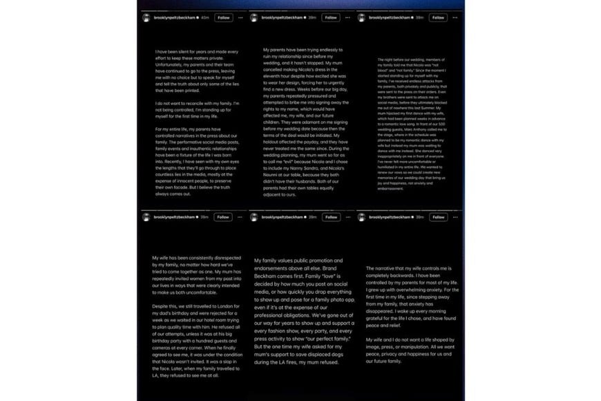 La seguidilla de Instagram Stories que publicó Brooklyn.